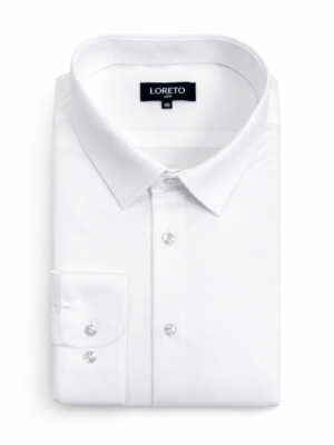 Biała męska koszula dzianinowa Loreto krój slim