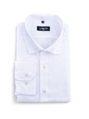 Biała koszula męska slim fit Loreto przód e-loreto.pl