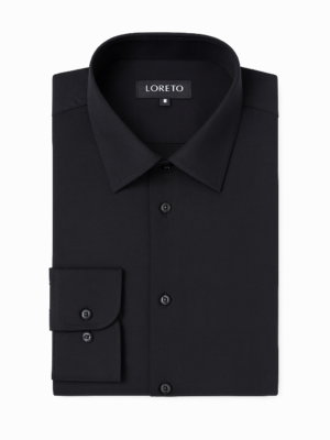 Czarna koszula męska z dzianiny jersey Loreto slim fit